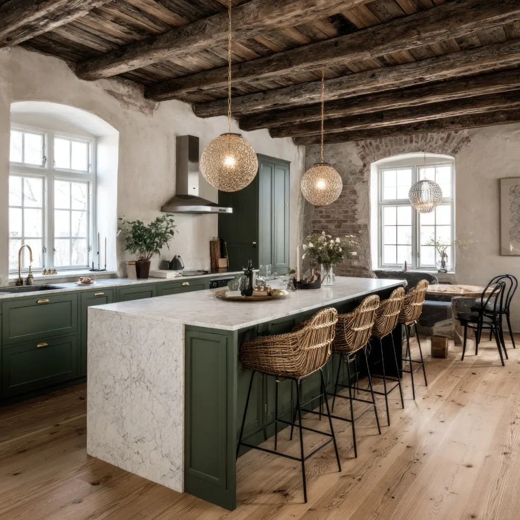 ModernChic RemodeledKitchen RusticTexturedWalls WoodFlooring copy