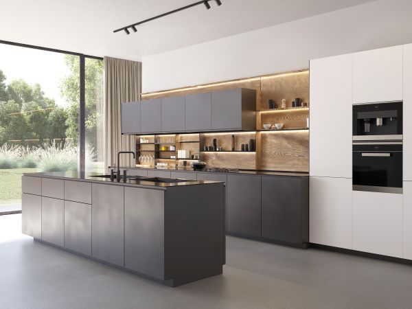 Kitchen ConcreteFloorIslandBlackHardwareFinishes