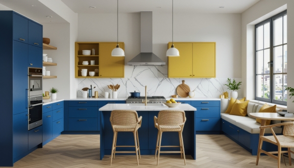 Ed Neir Construction builds ADUs: this kitchen offers visual contrast for optimal age in place clarity + visibility.