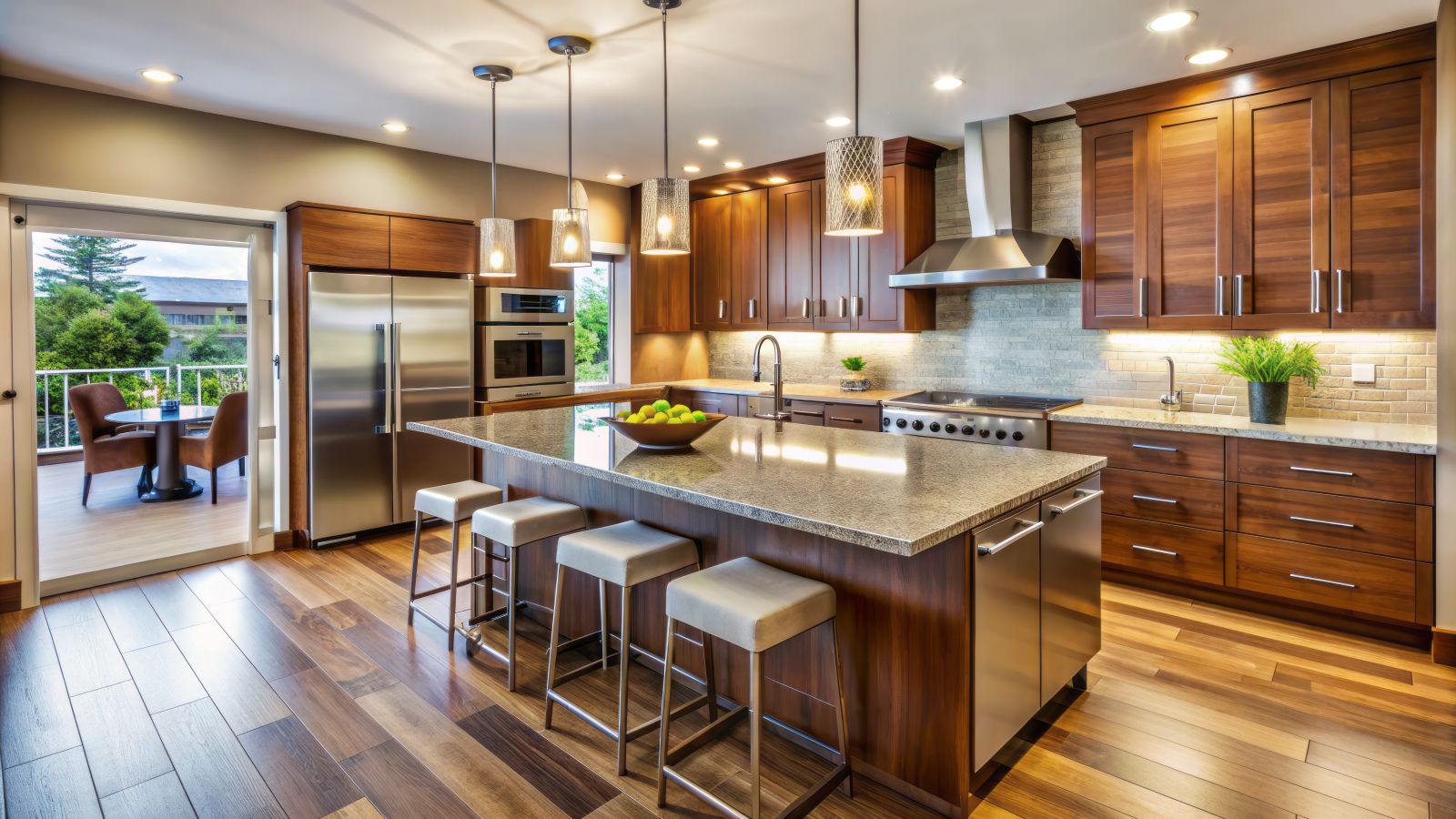 Ed Neir Construction provides aging-in-place upgrades that help boost home value: an accessible kitchen design features wide pathways, D-shaped drawer pulls + smart tech.