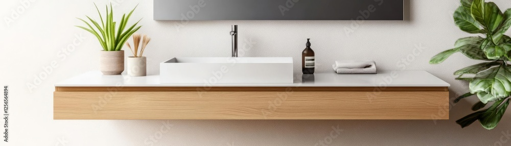 Ed Neir Construction delivers aging-in-place accessibility solutions. Floating vanity with adjustable height feature, catering to ergonomic needs.