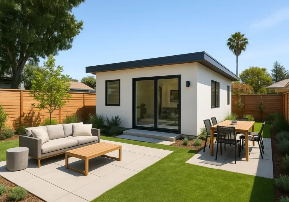 Modern backyard ADU built by Ed Neir Construction in the San Francisco Bay Area.
