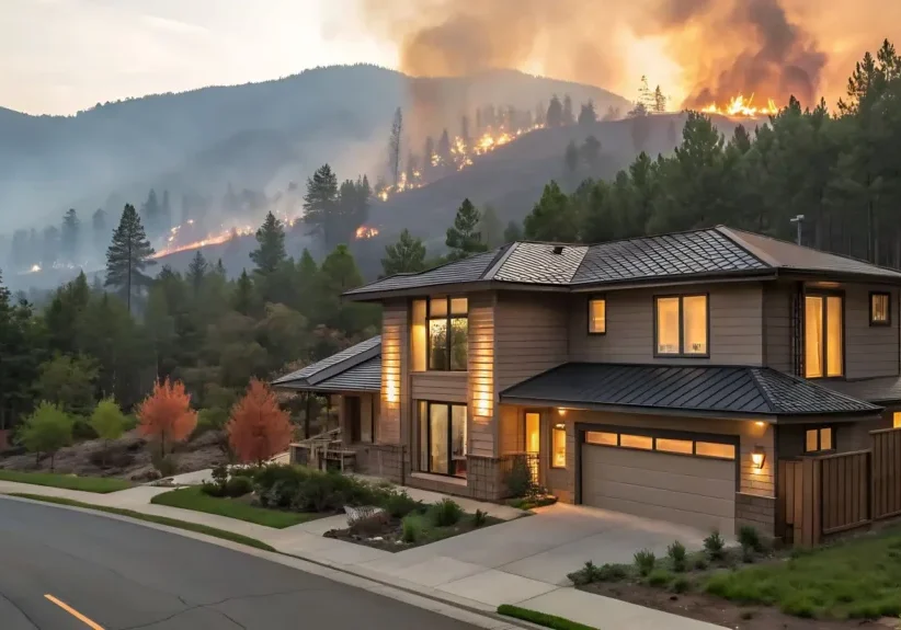 Ed Neir Construction does high ROI home hardening like this house with Class A fire-rated roof, fiber-cement siding, dual pane tempered glass windows + ember-resistant vents.